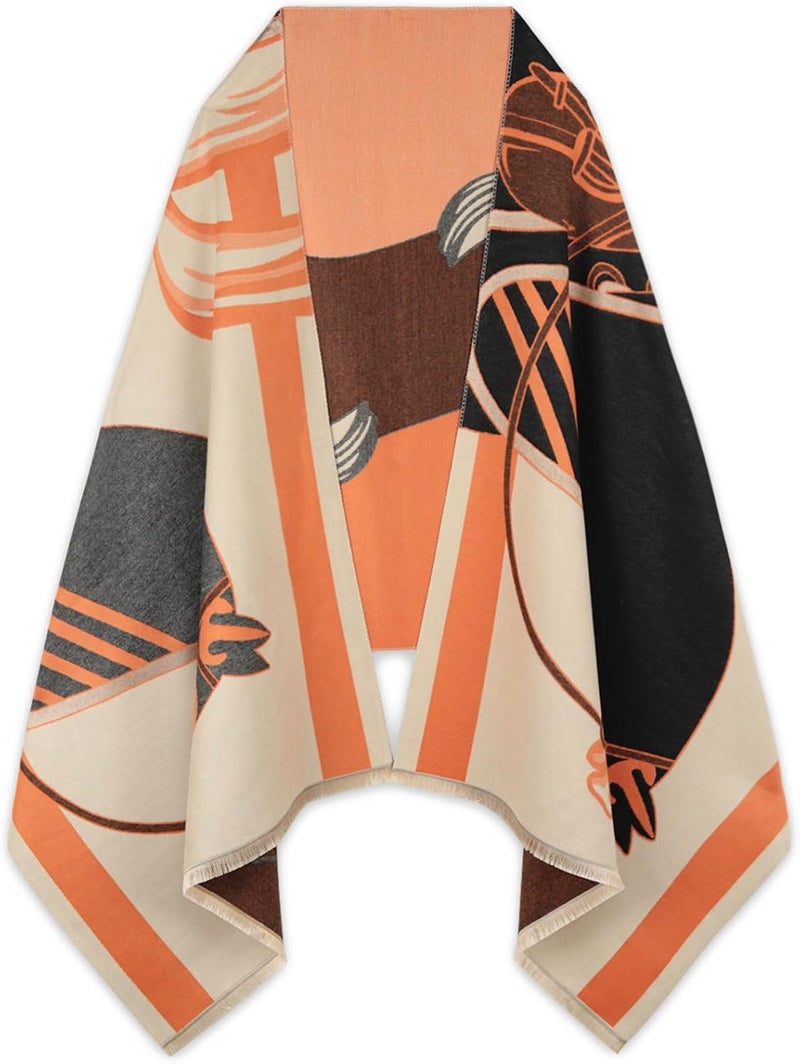 EXTREE Scarfs for Women Pashmina Silky Shawl Wrap for Evening Dressing Blanket Open Front Poncho Cape - Image 1